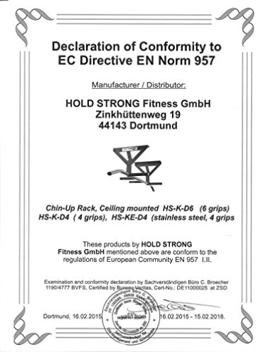 Hold Strong Fitness Decken-Klimmzugstange HS-K-D6 Zertifizierung nach EN957